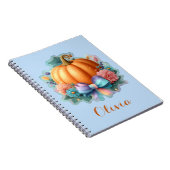 かわいい花のオレンジ色のカボチャのパーソナライズTシャツ ノートブック (右側)