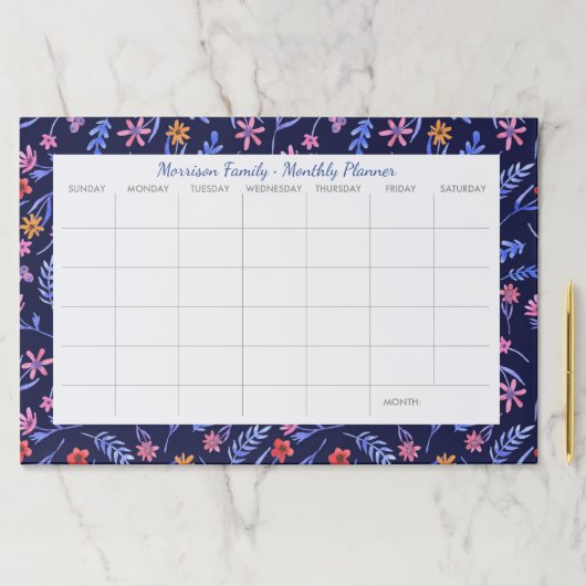 かわいい花のカスタムな家族の月例カレンダーのプランナー ペーパーパッド (インサイチュ)