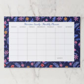 かわいい花のカスタムな家族の月例カレンダーのプランナー ペーパーパッド (正面)