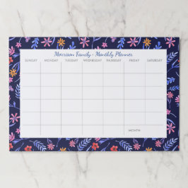 かわいい花のカスタムな家族の月例カレンダーのプランナー ペーパーパッド