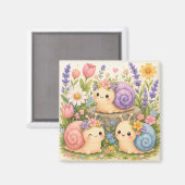 かわいい花のカタツムリ マグネット (正面/裏面)