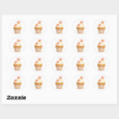 かわいい花のカップケーキステッカー ラウンドシール (シート)