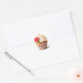 かわいい花のカップケーキステッカー ラウンドシール (封筒)