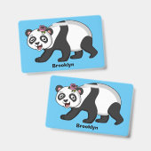かわいい花のカートゥーンパンダ バッジ (正面＆裏面)