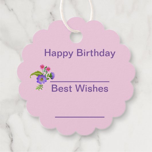 かわいい花のギフトタグ フェイバータグ (裏面)