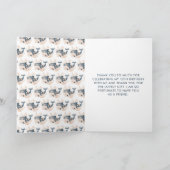 かわいい花のクジラの誕生日パーティー サンキューカード (内部)