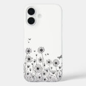 かわいい花のスマホケース – 黒と白の野の花 Case-Mate iPhoneケース (裏面)