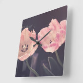 かわいい花のチューリップパーソナライズされた- スクエア壁時計 (傾斜)