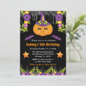かわいい花のハロウィン パンプキン 誕生日パーティー 招待状 (スタンド正面)
