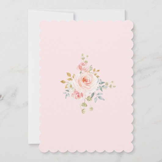 かわいい花のバニー女の子のベビーシャワーの赤面のピンクの金ゴールド 招待状 (裏面)