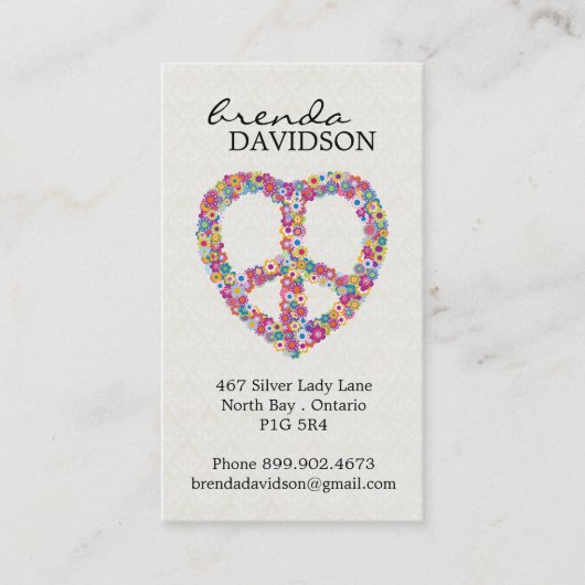 かわいい花のピースサインのプロフィール/テレホンカード コーリングカード (正面)