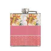 かわいい花のフェイクなピンクのグリッターの円 フラスク (裏面)