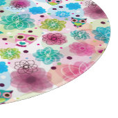 かわいい花のフクロウの背景パターン カッティングボード (角)