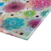 かわいい花のフクロウの背景パターン カッティングボード (角)