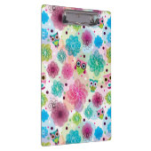 かわいい花のフクロウの背景パターン クリップボード (右)