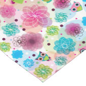 かわいい花のフクロウの背景パターン ショートテーブルランナー (コーナー)