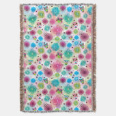 かわいい花のフクロウの背景パターン スローブランケット (正面縦)