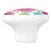 かわいい花のフクロウの背景パターン セラミックノブ (側面)