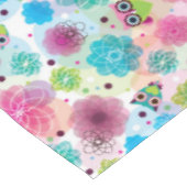 かわいい花のフクロウの背景パターン テーブルクロス (アングル)