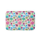 かわいい花のフクロウの背景パターン バスマット (正面)