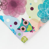 かわいい花のフクロウの背景パターン フリースブランケット (角)