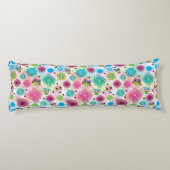 かわいい花のフクロウの背景パターン ボディピロー (裏面)