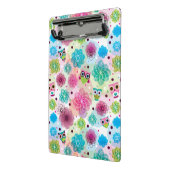 かわいい花のフクロウの背景パターン ミニクリップボード (アングル2)