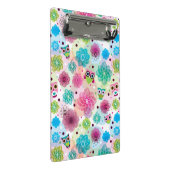 かわいい花のフクロウの背景パターン ミニクリップボード (アングル)