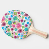 かわいい花のフクロウの背景パターン 卓球ラケット (横)