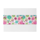 かわいい花のフクロウの背景パターン 招待状ベリーバンド (裏面例)