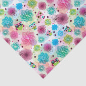 かわいい花のフクロウの背景パターン 薄葉紙 (詳細)