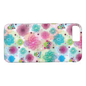 かわいい花のフクロウの背景パターン Case-Mate iPhoneケース (裏面(横))