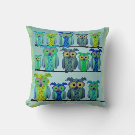 かわいい花のフクロウ クッション (正面)