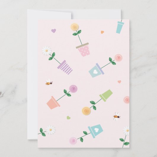 かわいい花のポット新しい住所の引越し告知 案内状 (裏面)