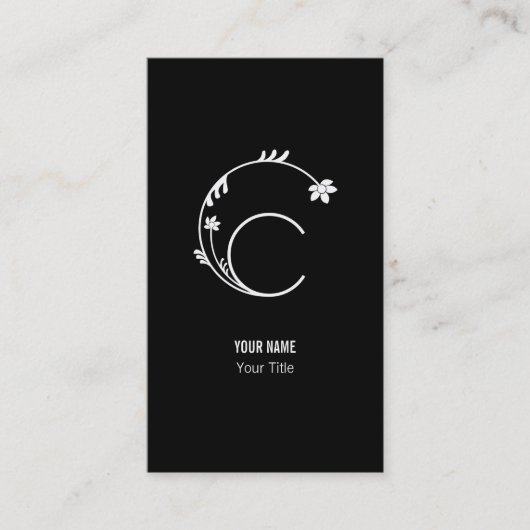 かわいい花のモノグラムの手紙C 名刺 (正面)