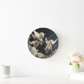 かわいい花のユニコーンが飛ぶ小さなポニー　ラウンドクリ ラウンド壁時計 (ホーム)