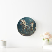 かわいい花のユニコーンが飛ぶ小さなポニー ラウンドクリ ラウンド壁時計 (ホーム)