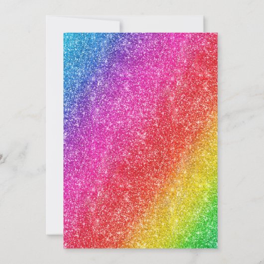 かわいい花のユニコーン、輝く女の子の5歳の誕生日パーティー 招待状 (裏面)