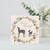 かわいい花のリース 鹿の赤ちゃん歓迎会招待状 招待状 (スタンド正面)