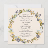 かわいい花のリース 鹿の赤ちゃん歓迎会招待状 招待状 (裏面)