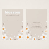 かわいい花のレトロフォントの薄茶色のピアスカード (正面&裏面)