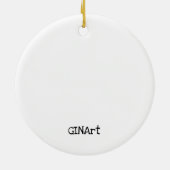 かわいい花の上のファンシーな蜂 セラミックオーナメント (裏面)