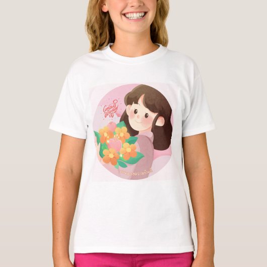 かわいい花の乙女デザインTシャツ Tシャツ (正面)