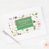 かわいい花の住所ラベル 長方形シール (封筒)