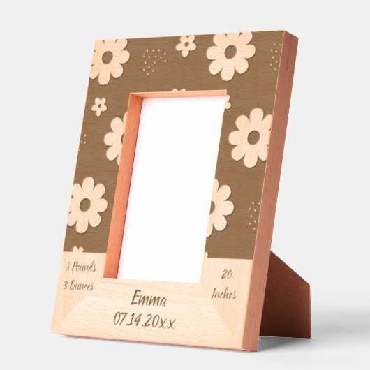かわいい花の名前/誕生日写真 レーザー彫刻フレーム (左)