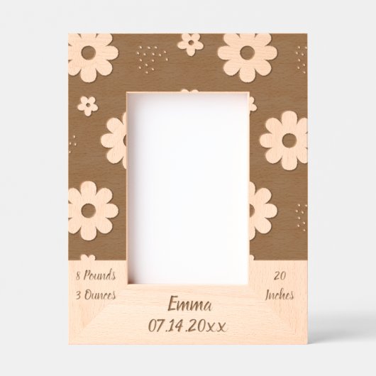かわいい花の名前/誕生日写真 レーザー彫刻フレーム (正面)