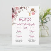 かわいい花の天使の女の子の洗礼招待状 招待状 (スタンド正面)