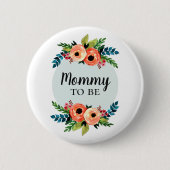 かわいい花の女の子のフローラママは赤ちゃんシャワー 缶バッジ (正面)
