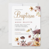 かわいい花の女の子の洗礼 招待状 (正面)