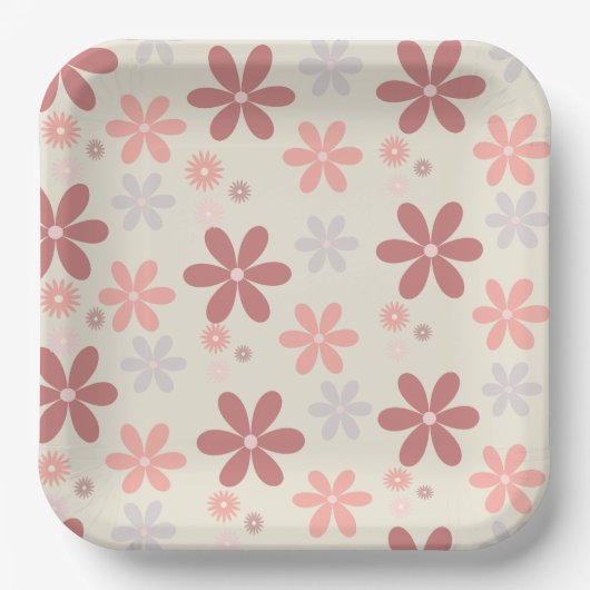 かわいい花の女の子らしい女の子グリッター ペーパープレート (正面)